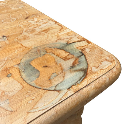 Square Pine Coffee Table - Chunky Turned Leg Side Table - Refurbishment Project