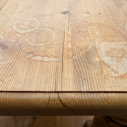 Square Pine Coffee Table - Chunky Turned Leg Side Table - Refurbishment Project