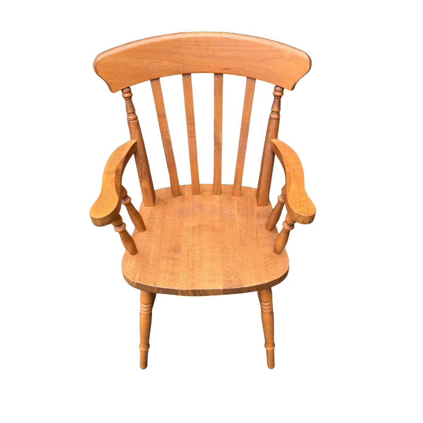 Sturdy Solid Beech Carver Chair - Spindle Back Windsor Style Armchair