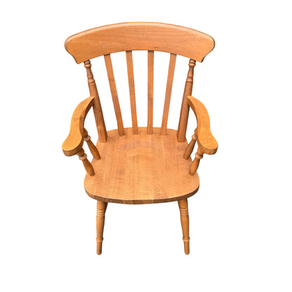 Sturdy Solid Beech Carver Chair - Spindle Back Windsor Style Armchair