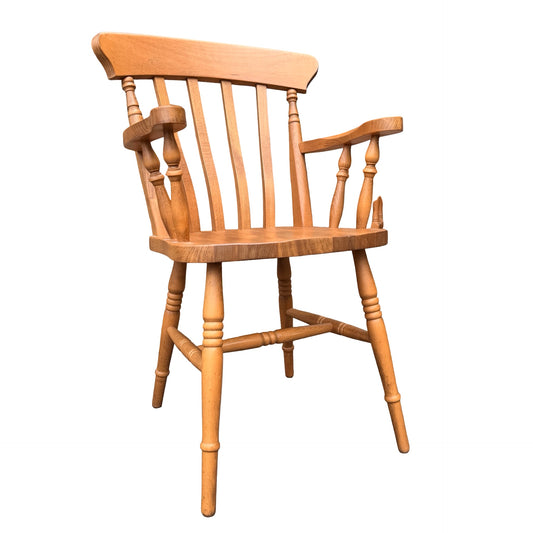 Solid Beech Carver Dining Chair - Spindle Back Windsor Style Armchair