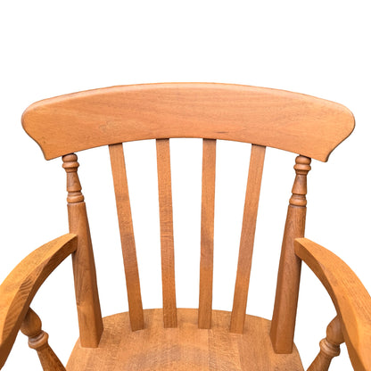 Sturdy Solid Beech Carver Chair - Spindle Back Windsor Style Armchair