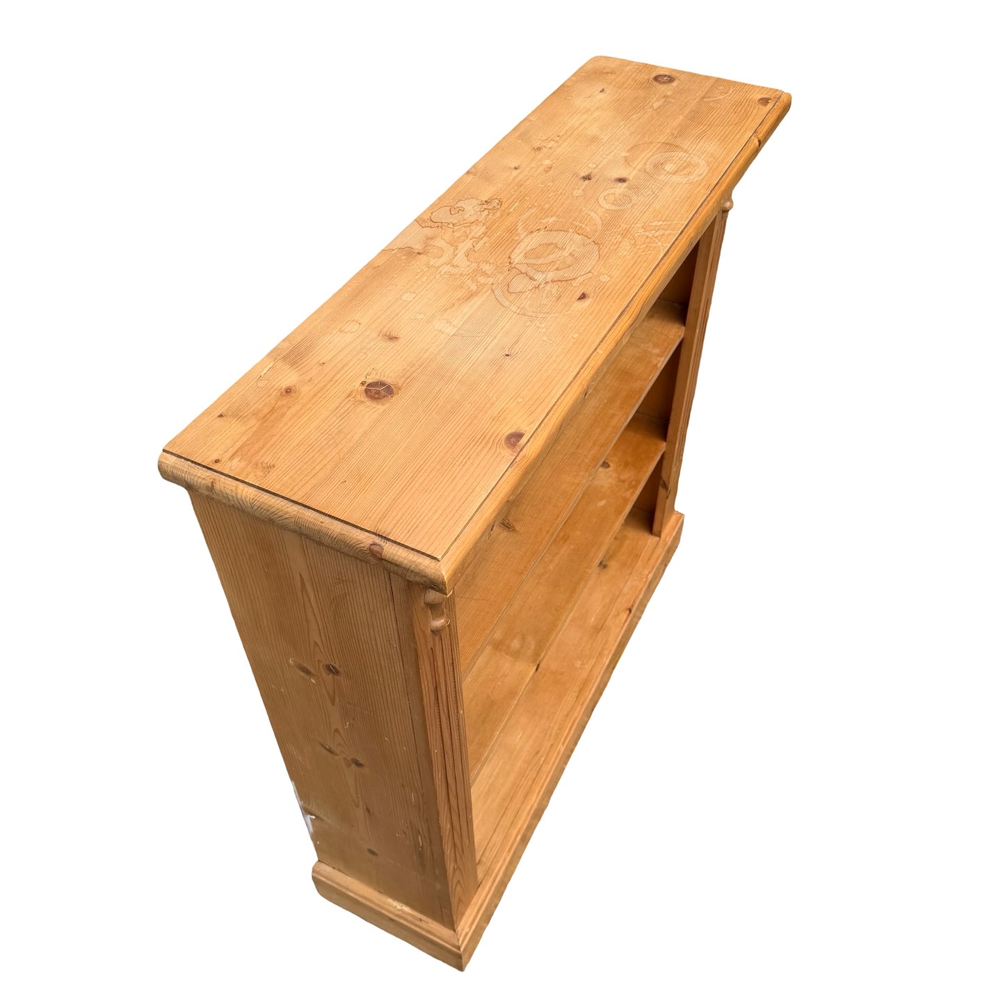 Contemporary Pine Bookshelf - Low 3 Tier Shelving Unit - Victorian Style 90cm