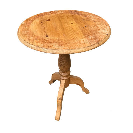 Contemporary Pine Side Table - Round Tripod Pedestal Wine Table Project 64cm