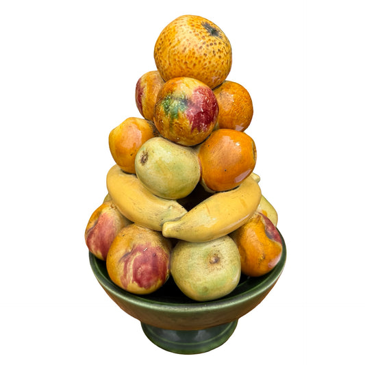 Vintage Portuguese Ceramic Fruit Topiary - Majolica Centerpiece Display 34cm