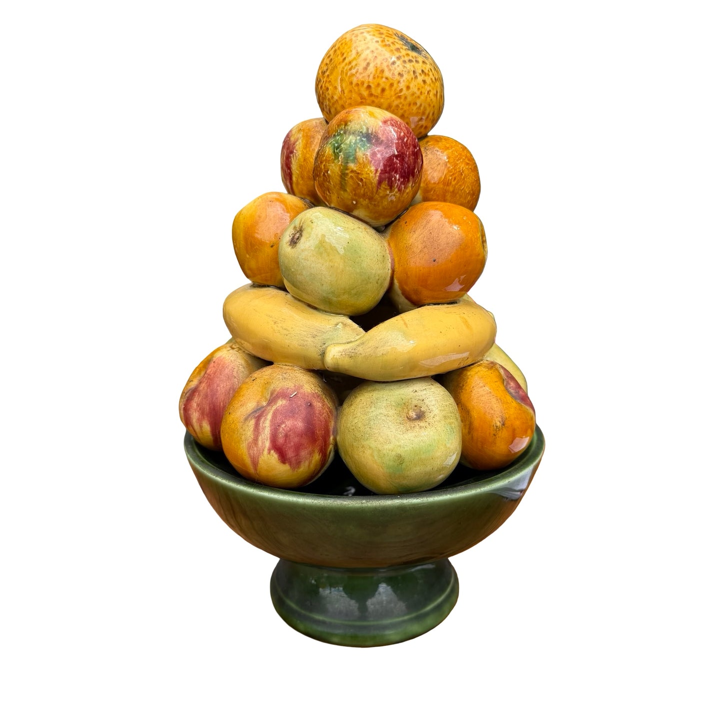 Vintage Portuguese Ceramic Fruit Topiary - Majolica Centerpiece Display 34cm