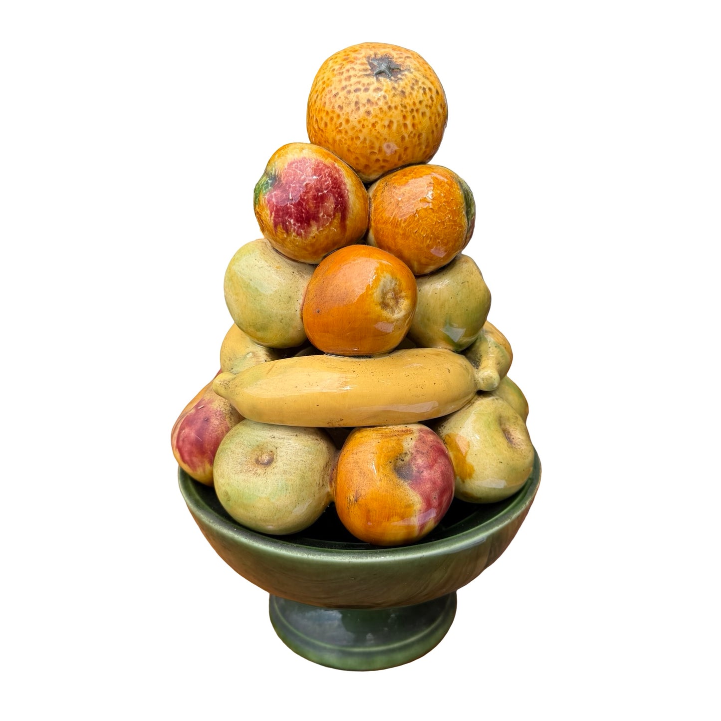 Vintage Portuguese Ceramic Fruit Topiary - Majolica Centerpiece Display 34cm