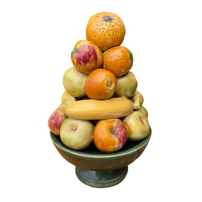 Vintage Portuguese Ceramic Fruit Topiary - Majolica Centerpiece Display 34cm