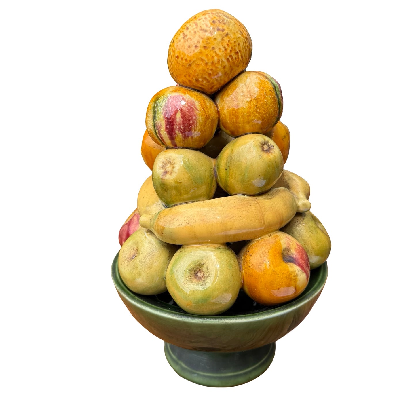 Vintage Portuguese Ceramic Fruit Topiary - Majolica Centerpiece Display 34cm