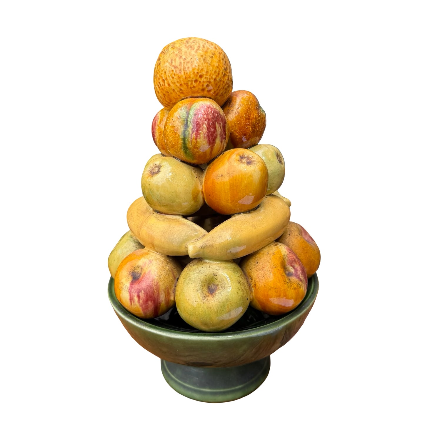 Vintage Portuguese Ceramic Fruit Topiary - Majolica Centerpiece Display 34cm