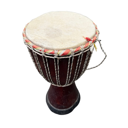 Contemporary Hand Carved Wooden Djembe Drum - Real Hide Head 49cm