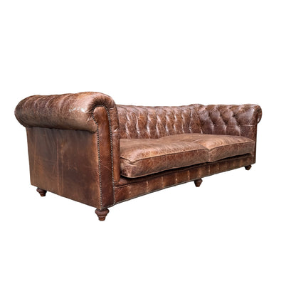 Large Contemporary 4 Seater Chesterfield Sofa - Distressed Leather Look 250cm
