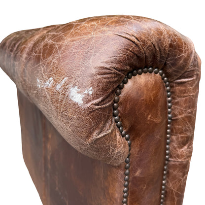 Large Contemporary 4 Seater Chesterfield Sofa - Distressed Leather Look 250cm