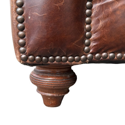Large Contemporary 4 Seater Chesterfield Sofa - Distressed Leather Look 250cm