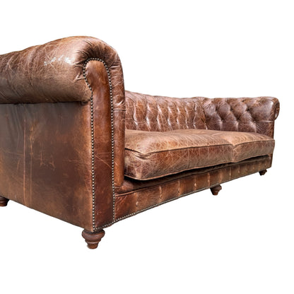Large Contemporary 4 Seater Chesterfield Sofa - Distressed Leather Look 250cm