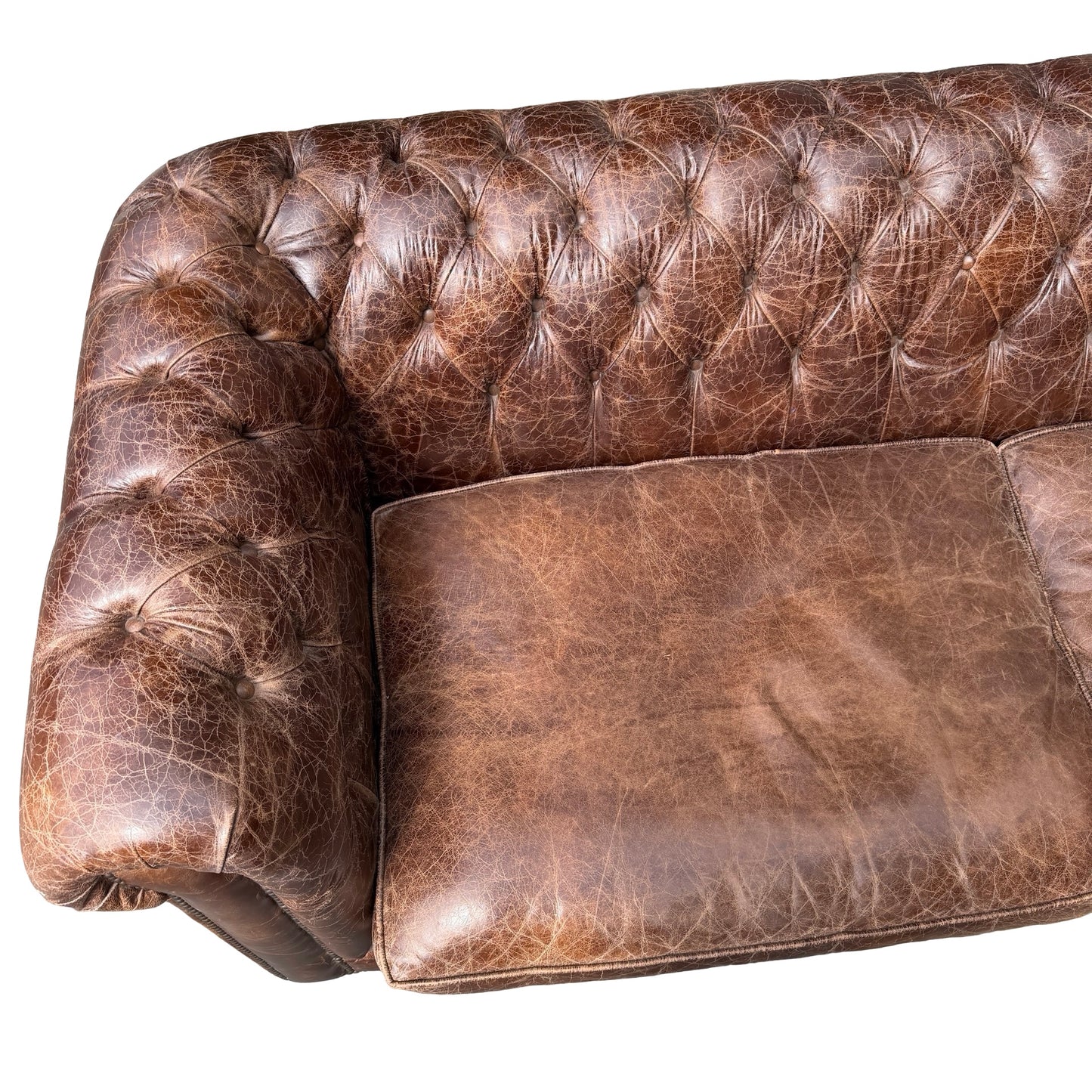 Large Contemporary 4 Seater Chesterfield Sofa - Distressed Leather Look 250cm