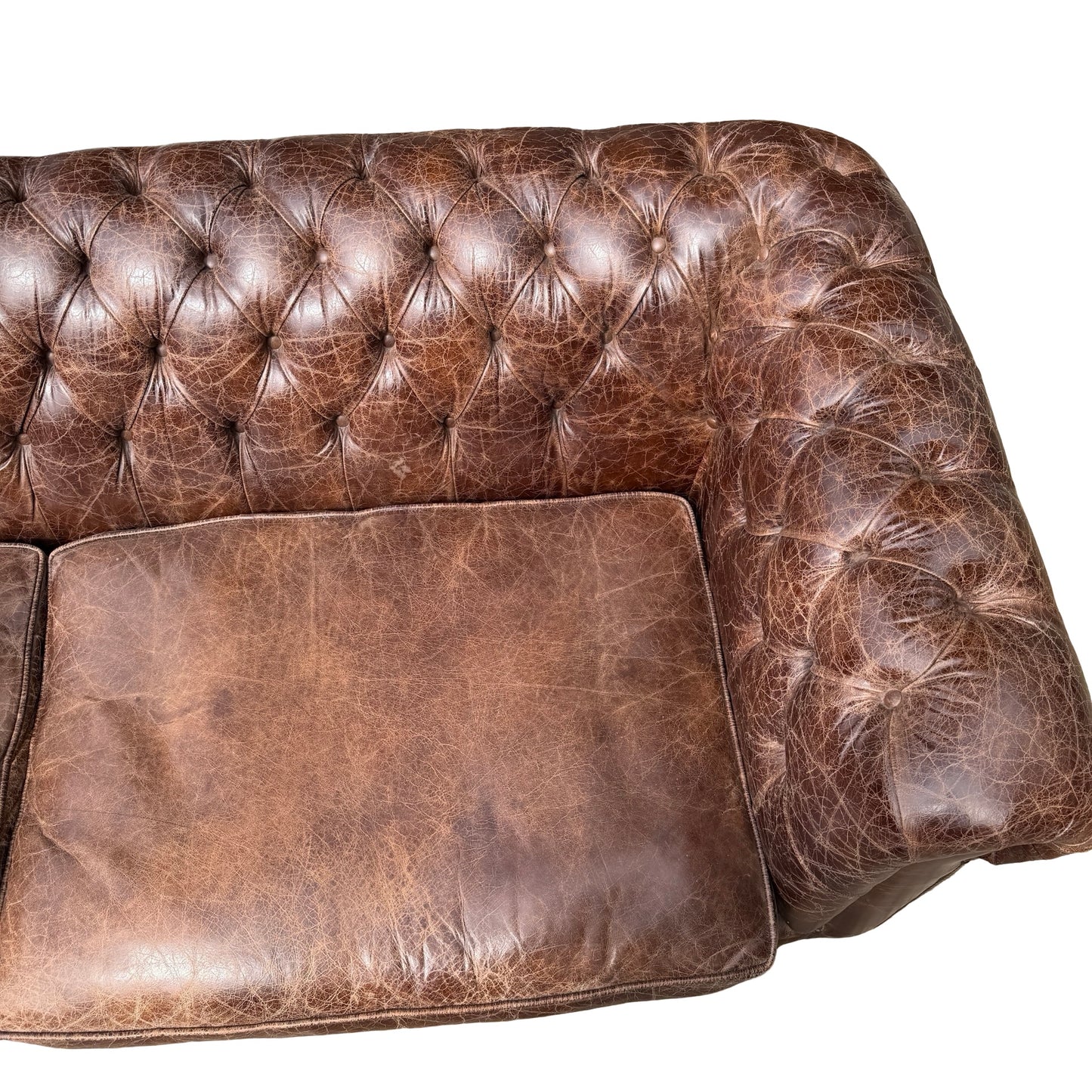 Large Contemporary 4 Seater Chesterfield Sofa - Distressed Leather Look 250cm