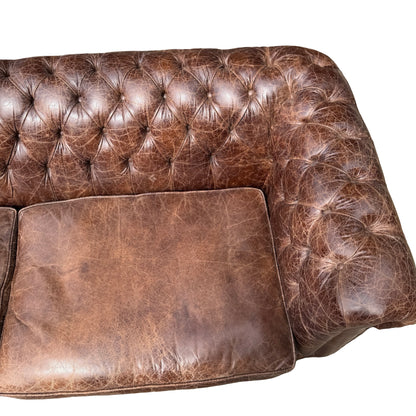 Large Contemporary 4 Seater Chesterfield Sofa - Distressed Leather Look 250cm