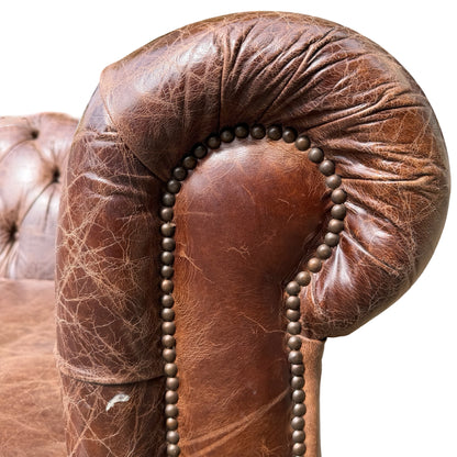 Large Contemporary 4 Seater Chesterfield Sofa - Distressed Leather Look 250cm