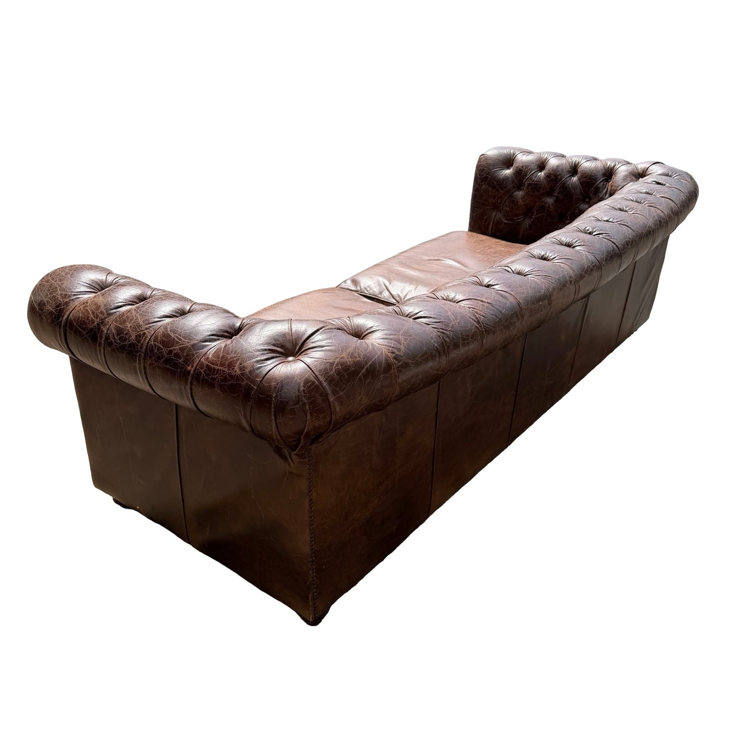 Large Contemporary 4 Seater Chesterfield Sofa - Distressed Leather Look 250cm