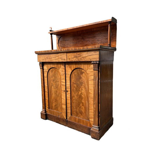 Antique Victorian Flame Mahogany Sideboard - Chiffonier Buffet Cupboard