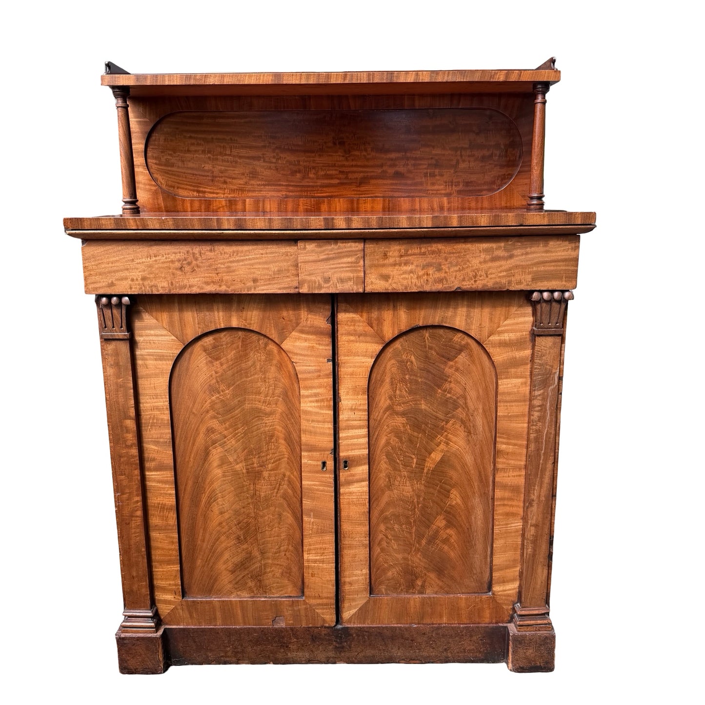 Antique Victorian Flame Mahogany Sideboard - Chiffonier Buffet Cupboard
