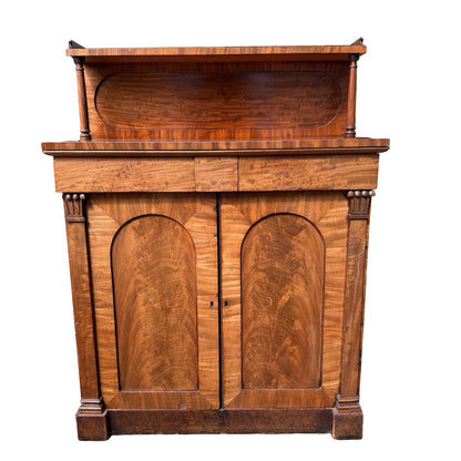 Antique Victorian Flame Mahogany Sideboard - Chiffonier Buffet Cupboard