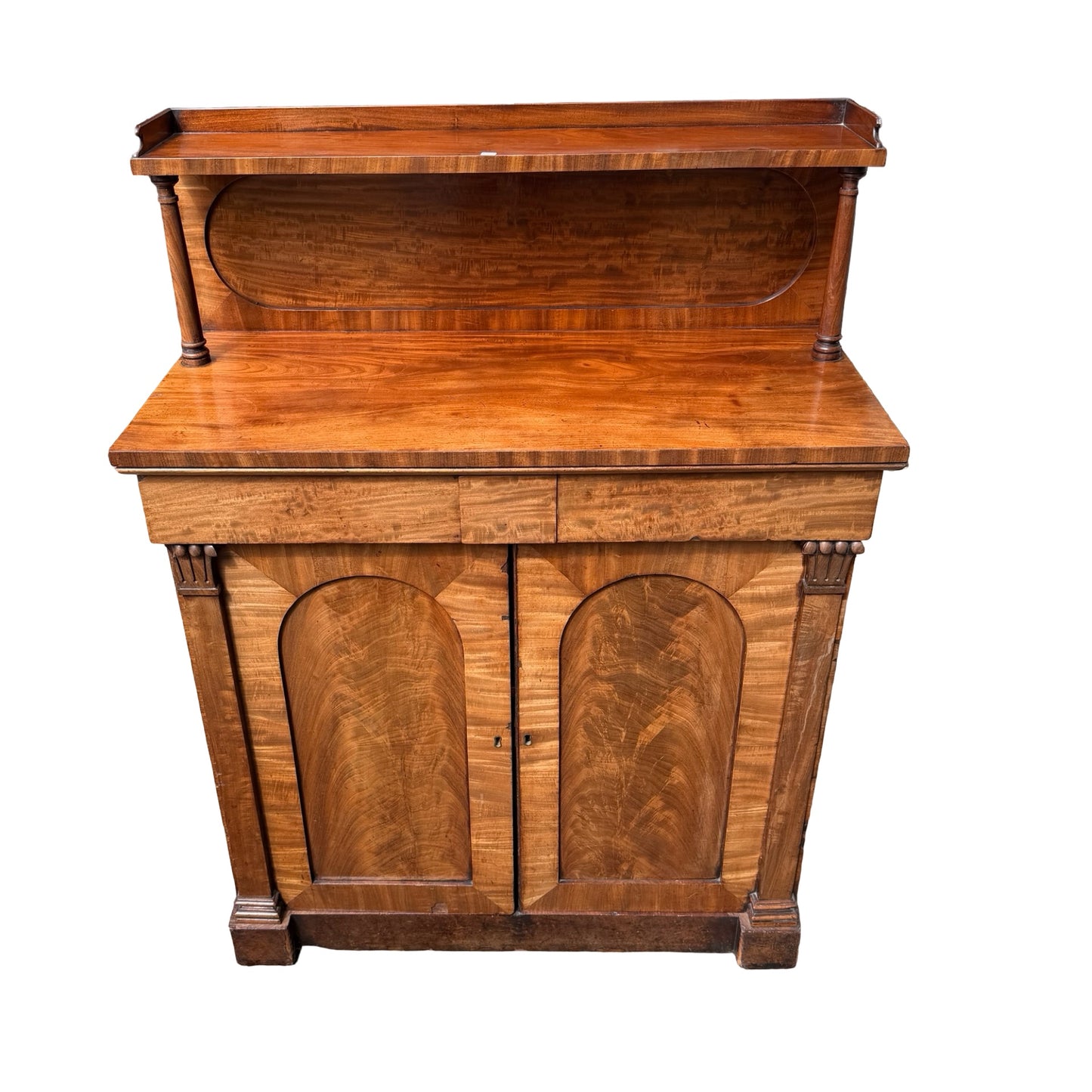 Antique Victorian Flame Mahogany Sideboard - Chiffonier Buffet Cupboard