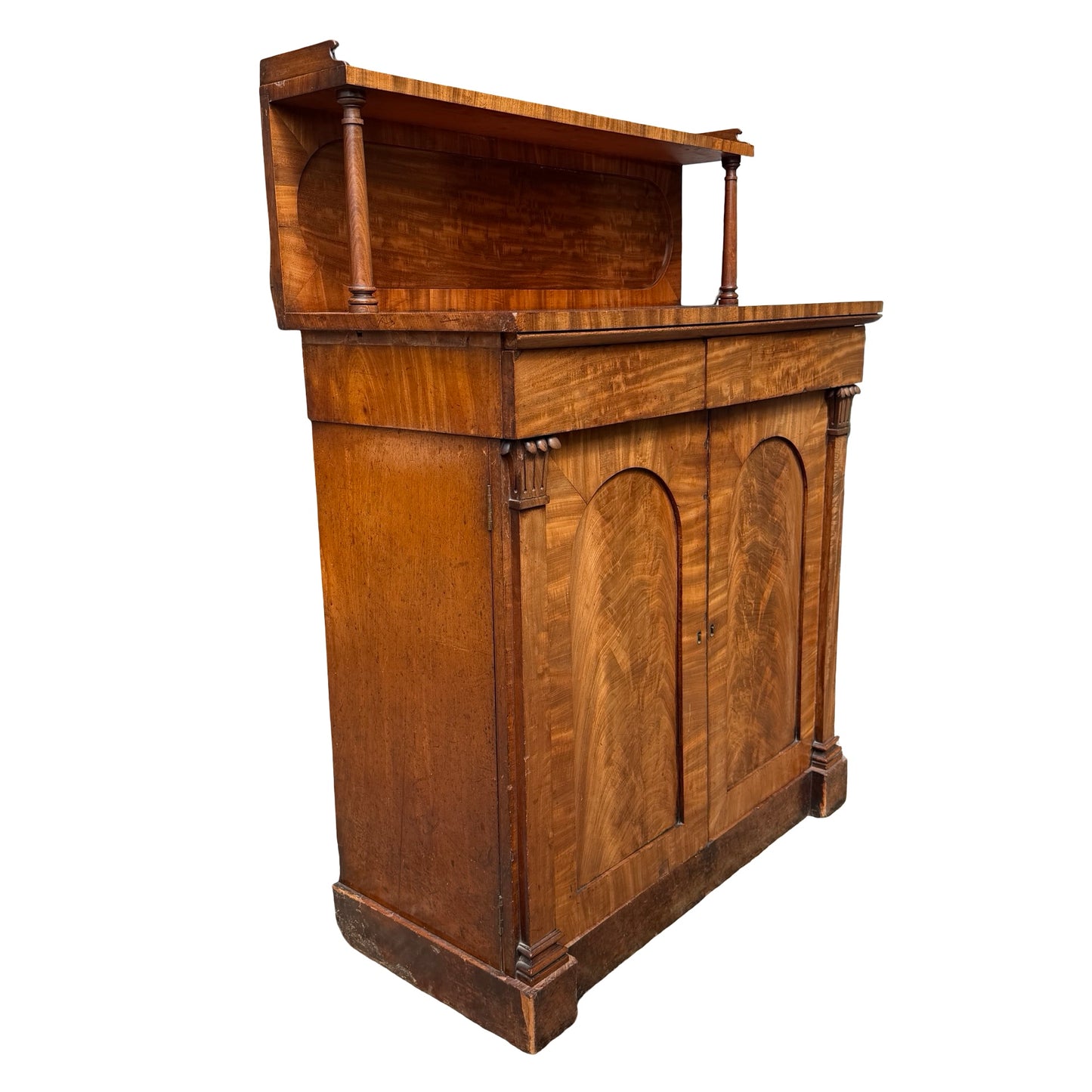 Antique Victorian Flame Mahogany Sideboard - Chiffonier Buffet Cupboard