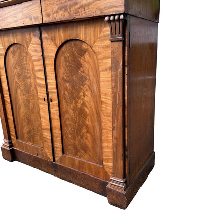 Antique Victorian Flame Mahogany Sideboard - Chiffonier Buffet Cupboard