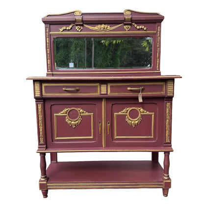 Antique French Neoclassical Buffet Sideboard - Painted Marble Top Dresser 118cm