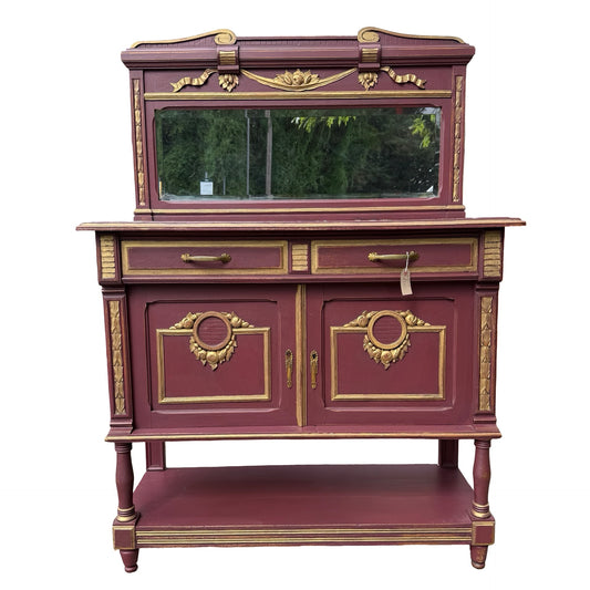 Antique French Neoclassical Buffet Sideboard - Painted Marble Top Dresser 118cm