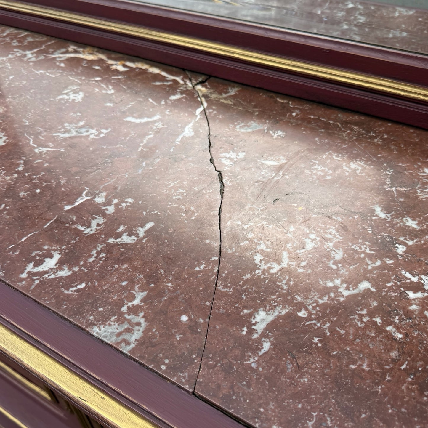 Antique French Neoclassical Buffet Sideboard - Painted Marble Top Dresser 118cm