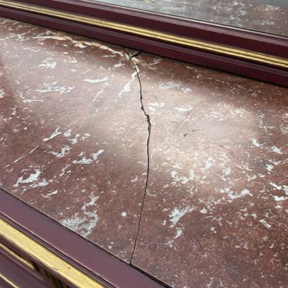 Antique French Neoclassical Buffet Sideboard - Painted Marble Top Dresser 118cm