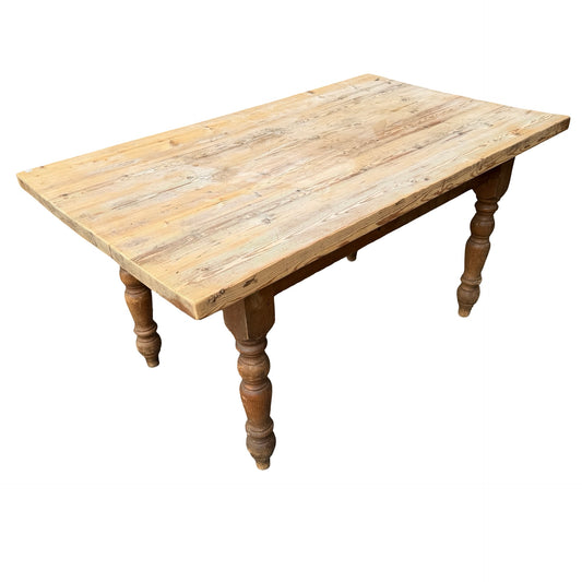 Large Rustic Pine Farmhouse Dining Table - Thick Plank Top Kitchen Table
