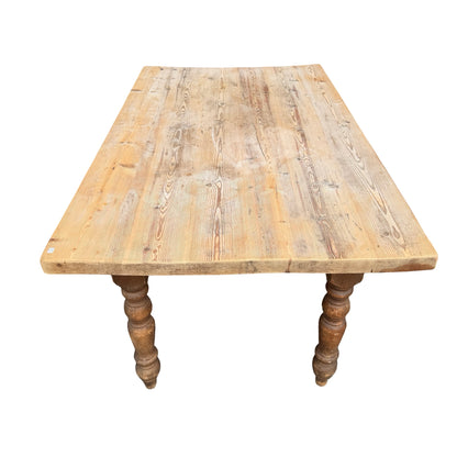 Large Rustic Pine Farmhouse Dining Table - Thick Plank Top Kitchen Table
