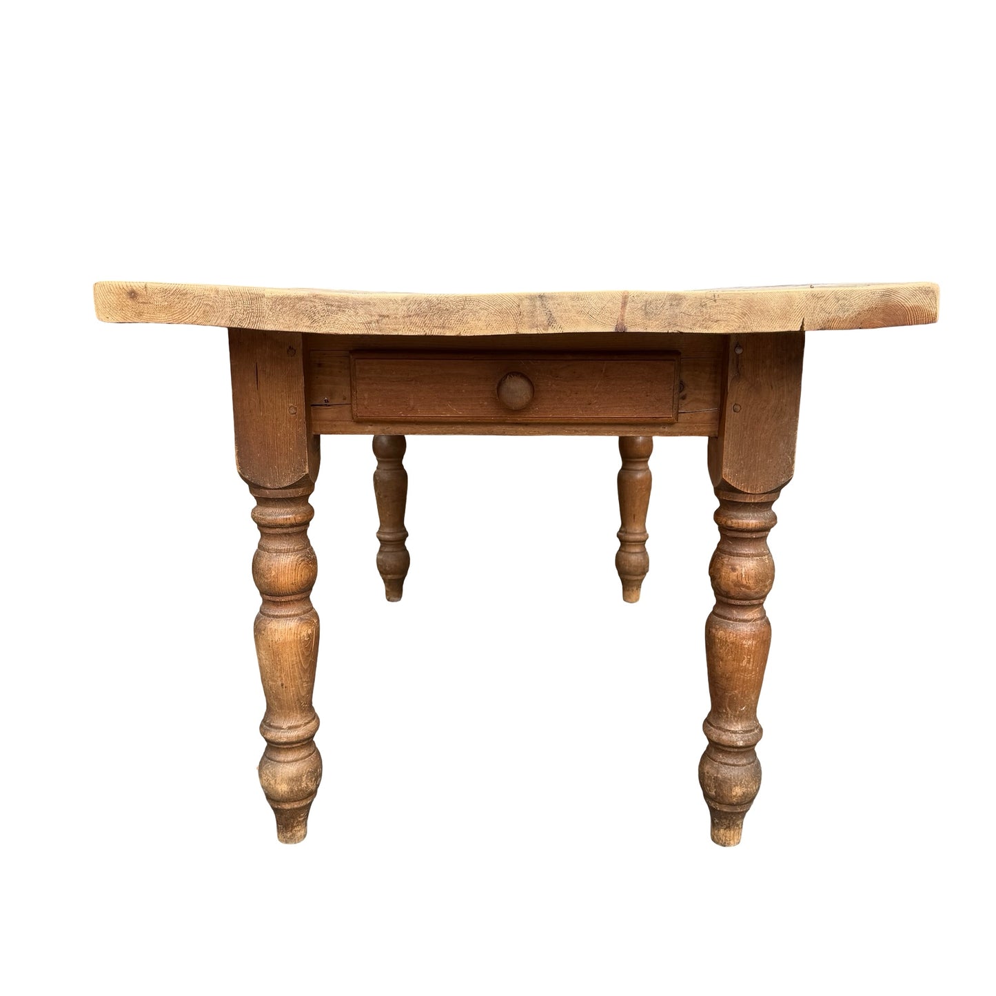 Large Rustic Pine Farmhouse Dining Table - Thick Plank Top Kitchen Table