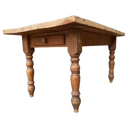 Large Rustic Pine Farmhouse Dining Table - Thick Plank Top Kitchen Table