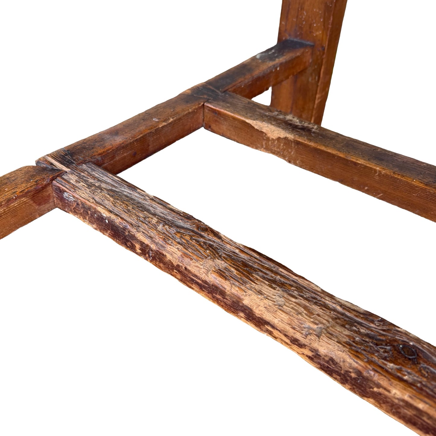 Large Rustic Pine Farmhouse Dining Table - 2 Drawer H-Stretcher Kitchen Table