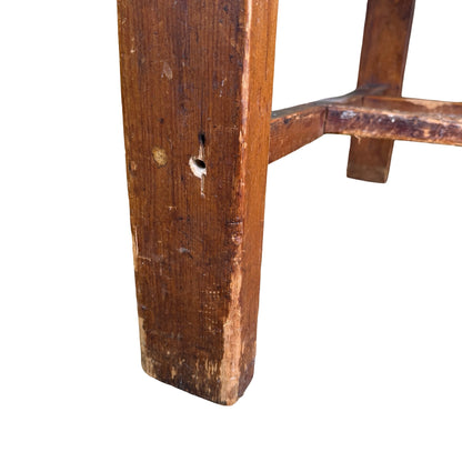 Large Rustic Pine Farmhouse Dining Table - 2 Drawer H-Stretcher Kitchen Table