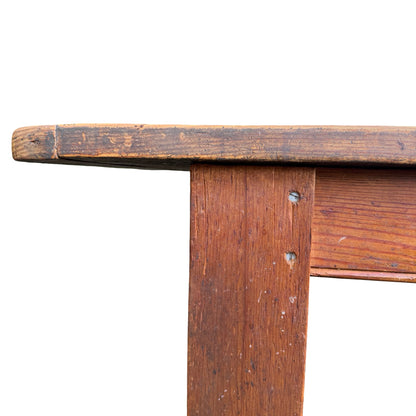 Large Rustic Pine Farmhouse Dining Table - 2 Drawer H-Stretcher Kitchen Table