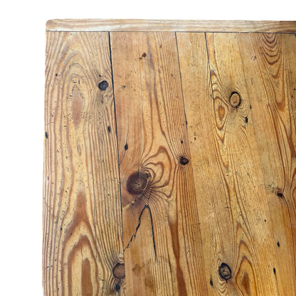 Large Rustic Pine Farmhouse Dining Table - 2 Drawer H-Stretcher Kitchen Table