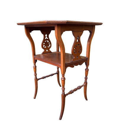 Vintage Edwardian Style Mahogany Occasional Table - Octagonal 2 Tier Side Table