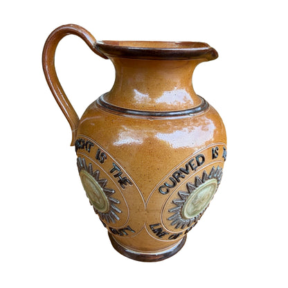 Antique Doulton Lambeth Saltglaze Motto Jug - Victorian Stoneware Pitcher 16cm