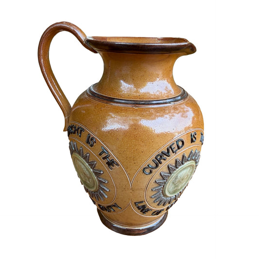 Antique Doulton Lambeth Saltglaze Motto Jug - Victorian Stoneware Pitcher 16cm