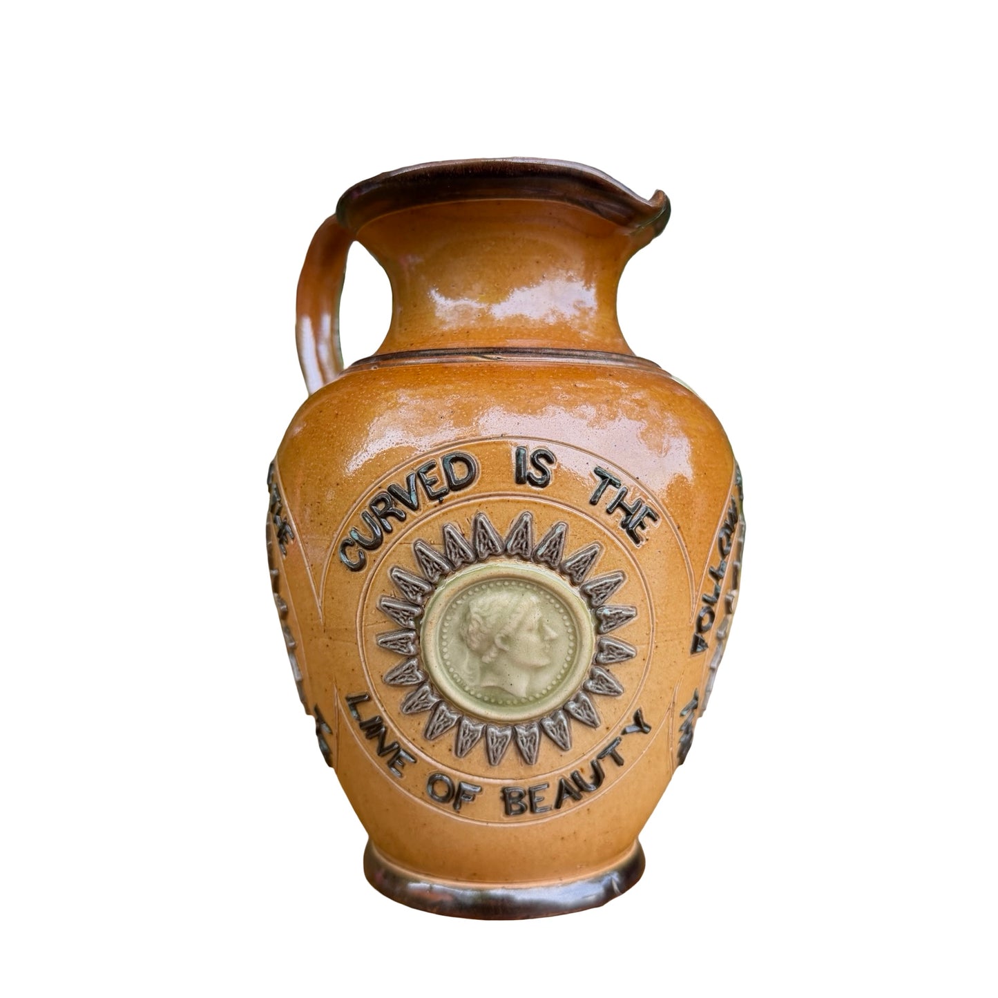 Antique Doulton Lambeth Saltglaze Motto Jug - Victorian Stoneware Pitcher 16cm