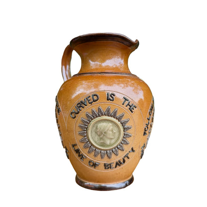 Antique Doulton Lambeth Saltglaze Motto Jug - Victorian Stoneware Pitcher 16cm