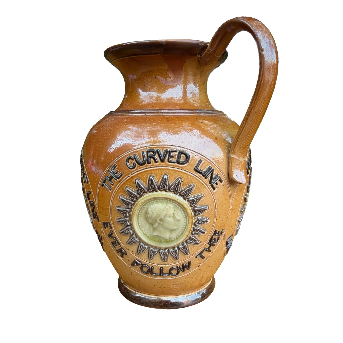Antique Doulton Lambeth Saltglaze Motto Jug - Victorian Stoneware Pitcher 16cm