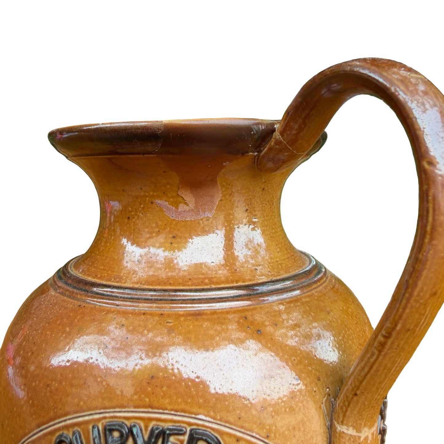 Antique Doulton Lambeth Saltglaze Motto Jug - Victorian Stoneware Pitcher 16cm