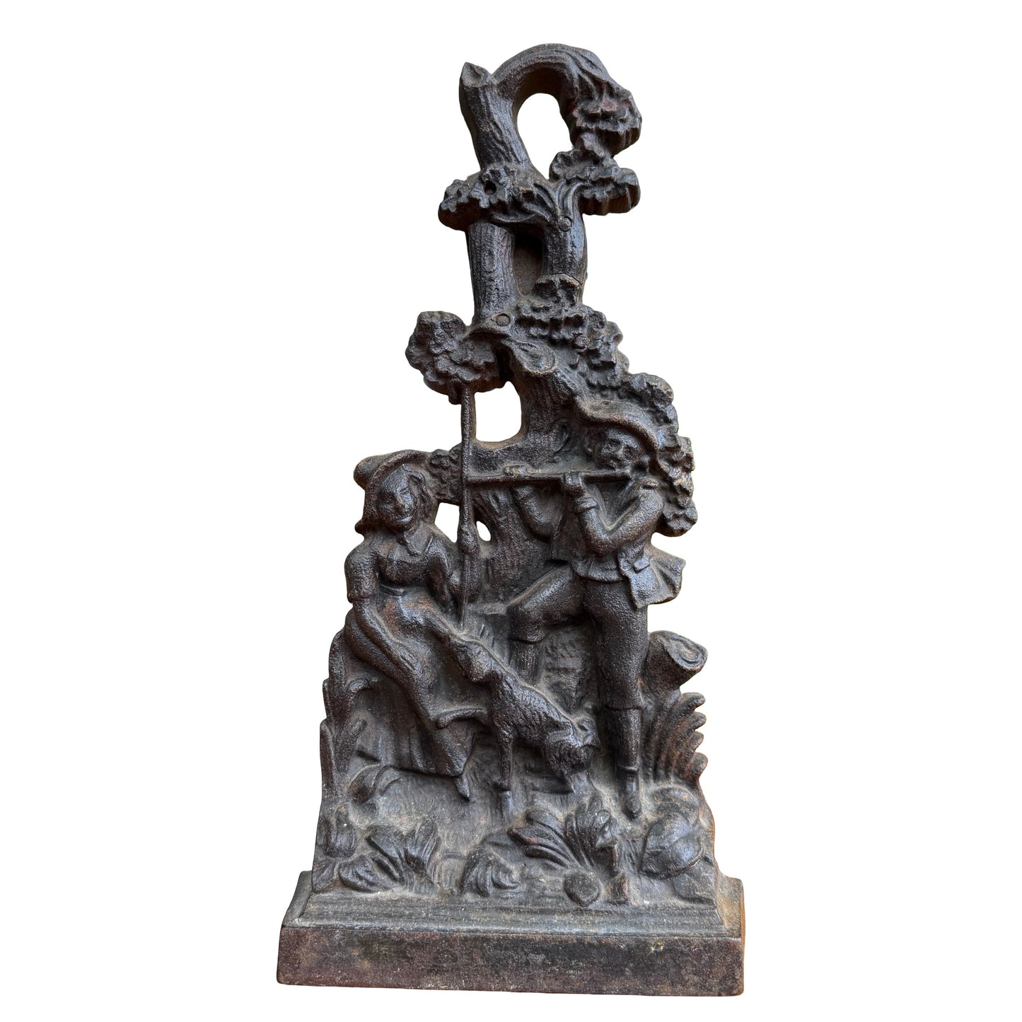 Cast Iron Shepherd Scene Doorstop - Antique Style Heavy Stop 33cm